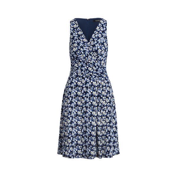 Vestido floral sem mangas em malha