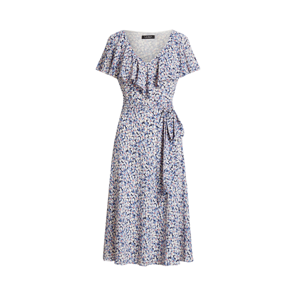 Vestido crepe balão floral com cinto