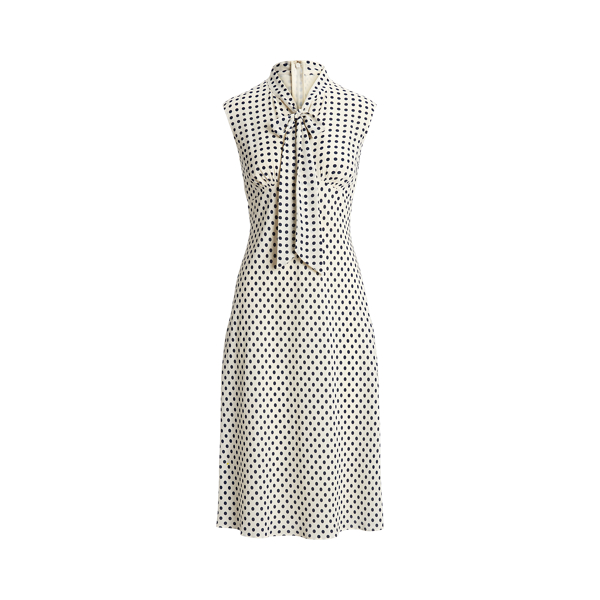 Robe lavallière en georgette à pois