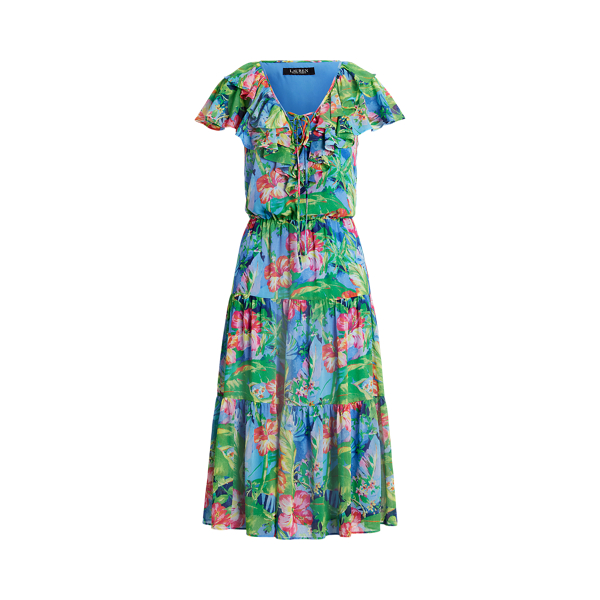 Floral Crinkle Georgette Tiered Dress