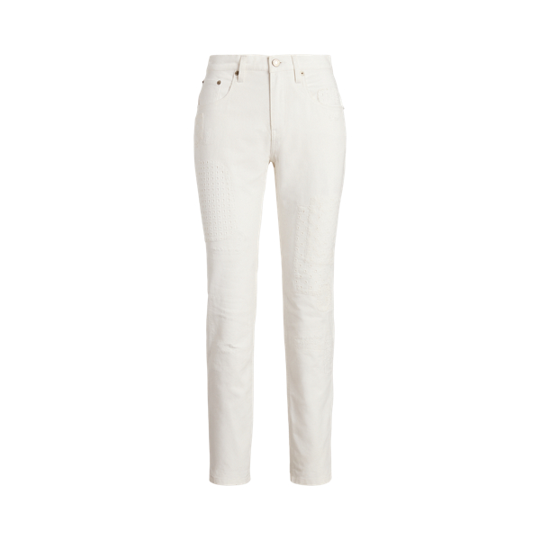 Eyelet-Patchwork Relaxed Tapered Jean