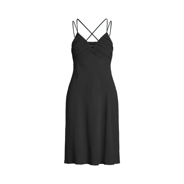 Vestido em georgette e alças duplas