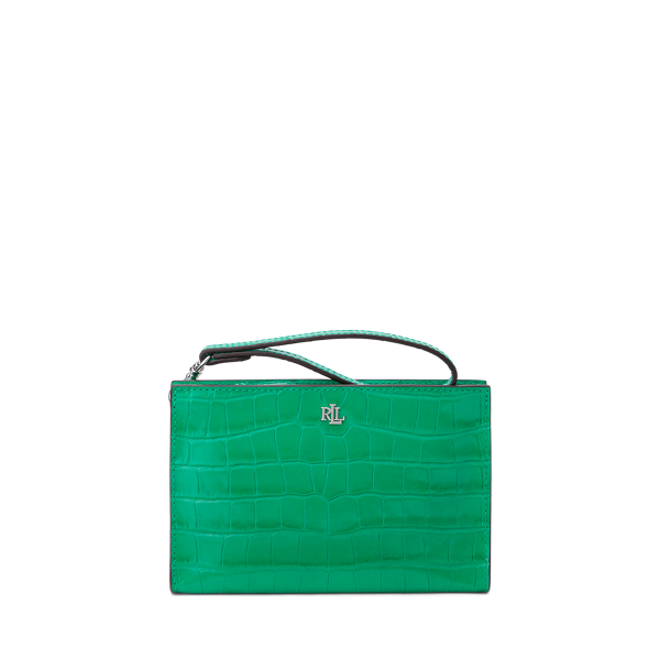 Petite pochette en cuir façon crocodile