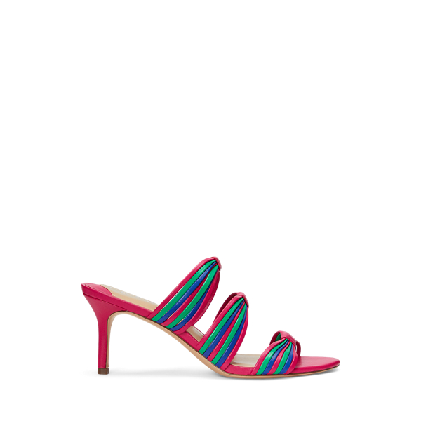 Sandales Lorraine rayées cuir nappa