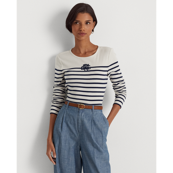 Striped Stretch Cotton Long-Sleeve Tee