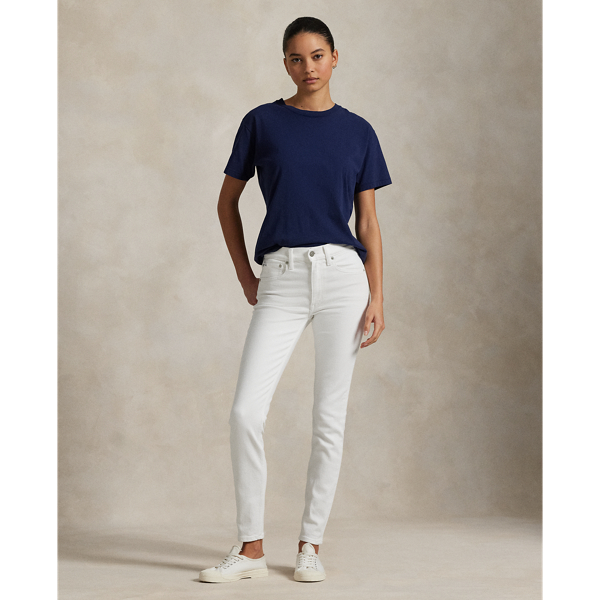 Cut for a super-slim silhouette and washed for a white hue, these figure-flattering jeans are crafted with medium-weight Turkish denim featuring a hint of stretch and a pronounced twill line for an elevated look.