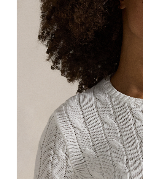 A Polo essential, this slim-fitting crewneck jumper is made with breathable cotton and showcases our signature cable-knit construction.