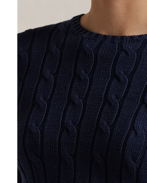 A Polo essential, this slim-fitting crewneck jumper is made with breathable cotton and showcases our signature cable-knit construction.
