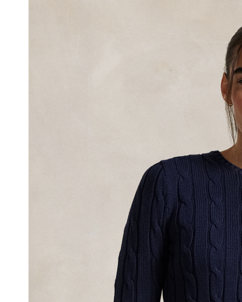 A Polo essential, this slim-fitting crewneck jumper is made with breathable cotton and showcases our signature cable-knit construction.