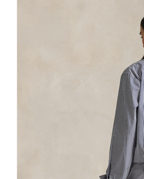 Crafted with crisp cotton poplin, this striped two-piece pyjama set comes with a cropped shirt and high-waisted boxer shorts.  Ralph Lauren Lauren partners with Better Cotton™ to improve cotton farming globally. Better Cotton trains farmers to use water efficiently, care for the health of soil and natural habitats, reduce use of the most harmful chemicals and implement the principles of decent work.