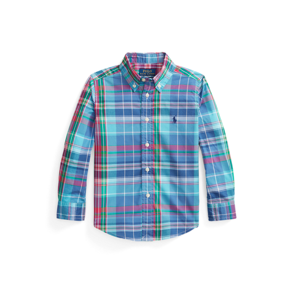 Camisa de popelina de algodão xadrez