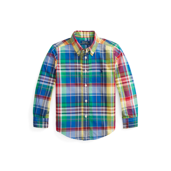 Camisa de popelina de algodão xadrez