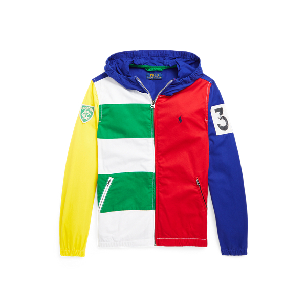 Colour-Blocked Cotton Hooded Jacket