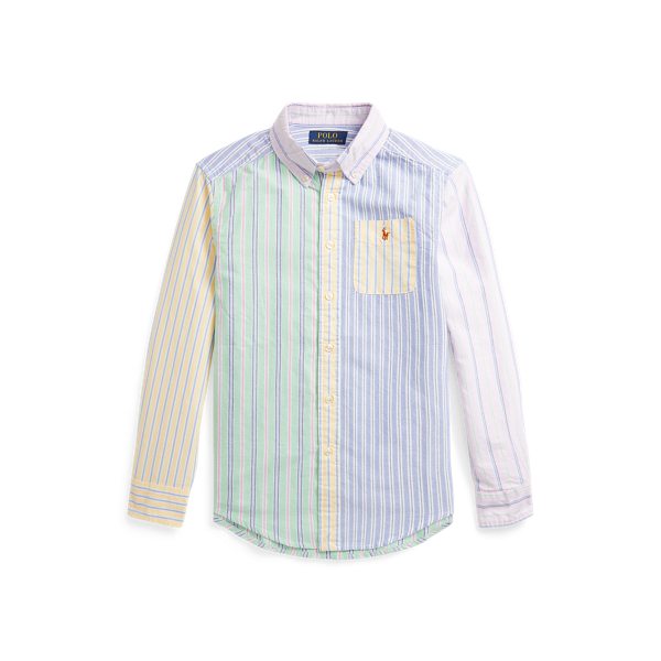 Camisa Oxford em algodão às riscas