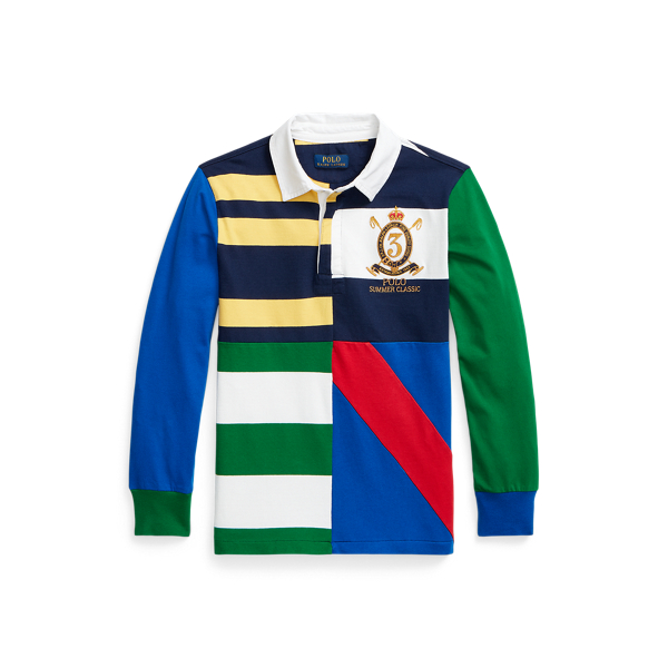 Patchwork katoenen jersey rugbyshirt