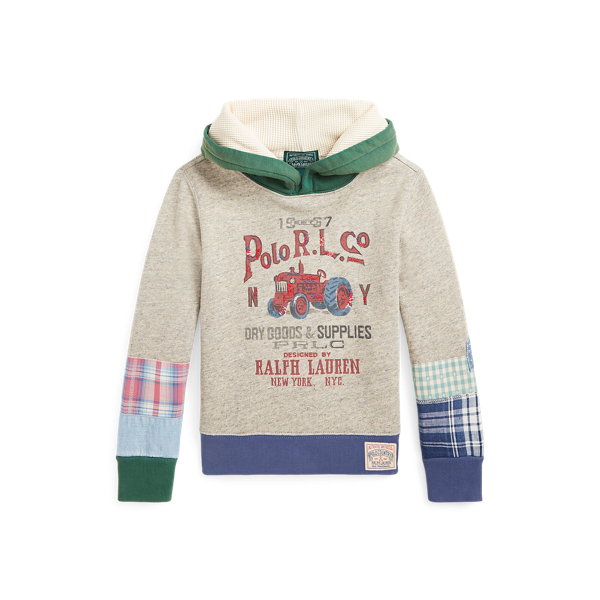 Camisola polar de capuz Patchwork