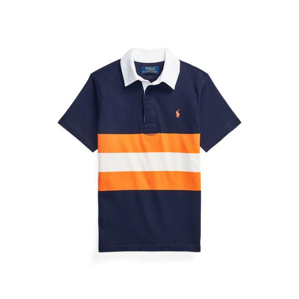 Striped Cotton Short-Sleeve Rugby Shirt