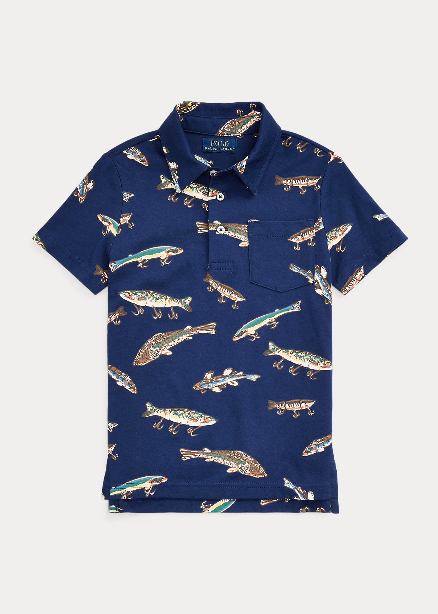 Fishing Tackle-Print Cotton Polo Shirt