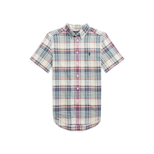 Indigo Cotton Madras Short-Sleeve Shirt