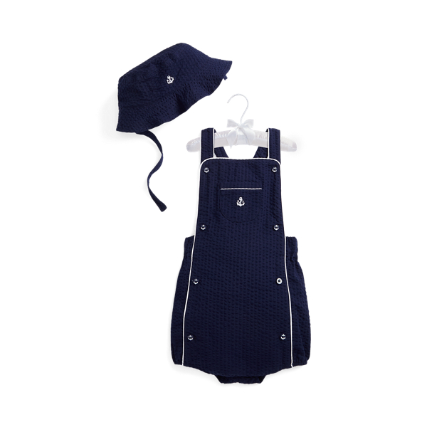 Ensemble combishort et bob en seersucker