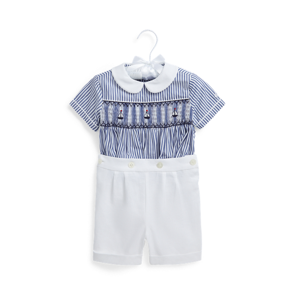 Ensemble chemise rayée et short en lin