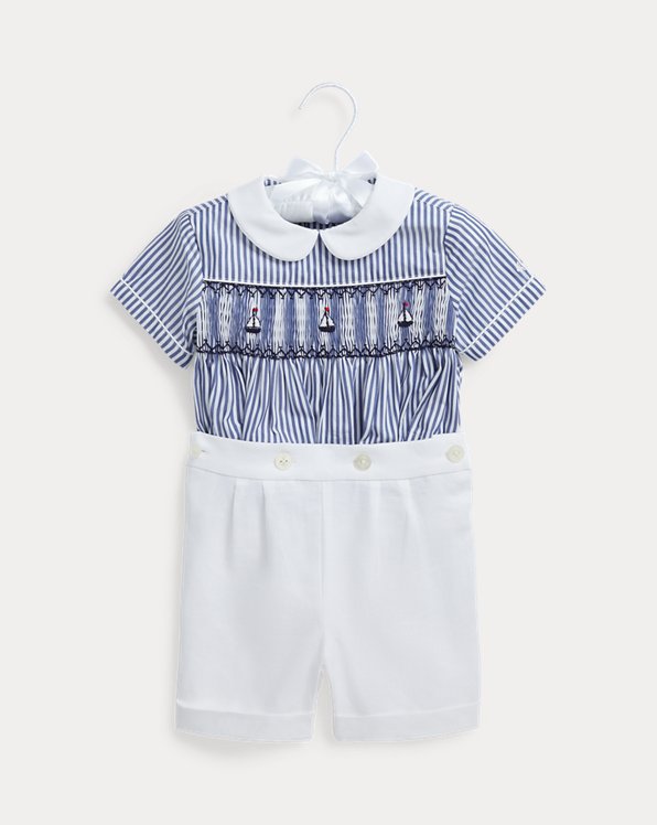 Striped Cotton Shirt &amp; Linen Short Set