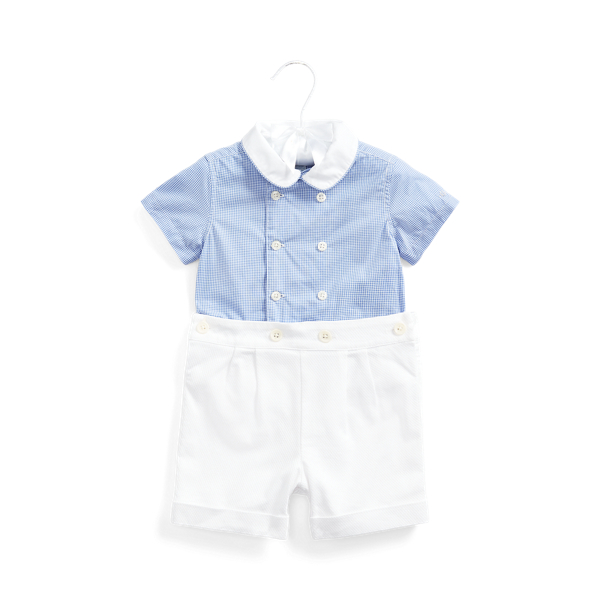 Camisa e calções popelina e tear xadrez