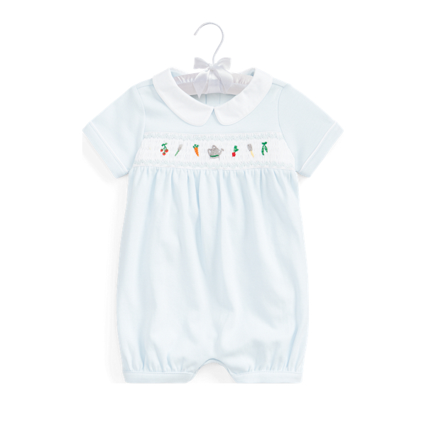 Hand-Smocked Cotton Bubble Shortall