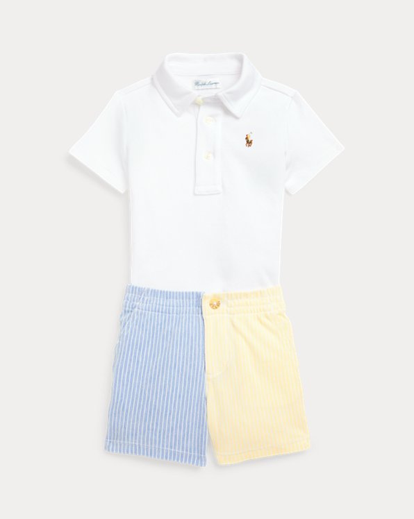 Soft Cotton Polo Shirt &amp; Mesh Short Set