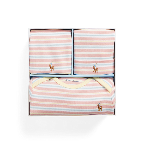 Coffret cadeau 4 pièces rayé en coton