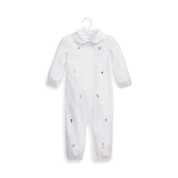 Garden-Embroidery Cotton Coverall