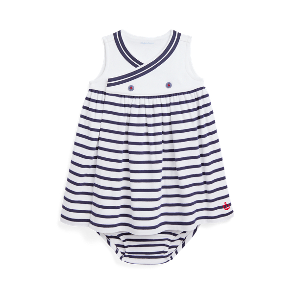 Robe portefeuille rayée coton et bloomer