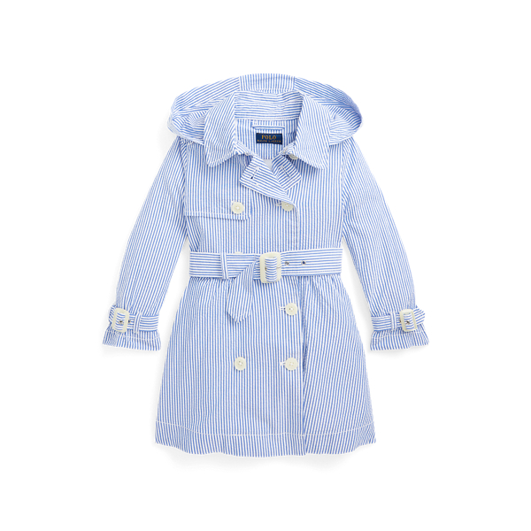 Trench-coat à capuche en seersucker