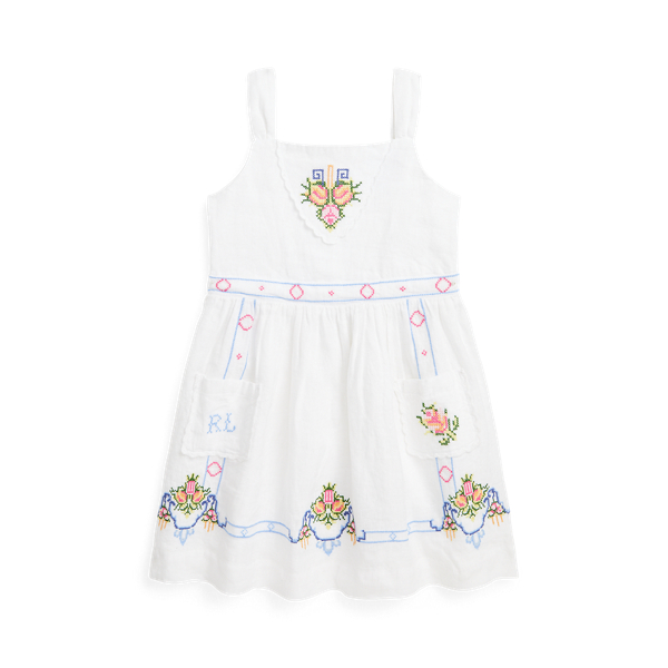 Robe à fleurs brodées en lin