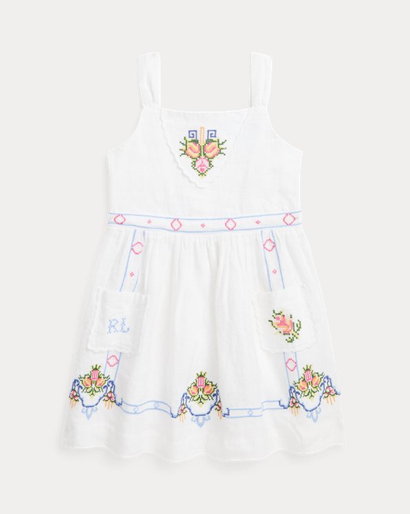 Floral Embroidered Linen Dress