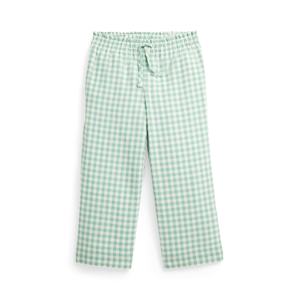 Gingham Cropped Cotton Madras Trouser