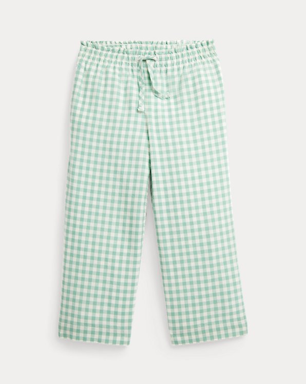 Gingham Cropped Cotton Madras Trouser