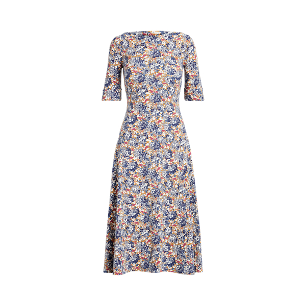 Floral Stretch Cotton Midi Dress