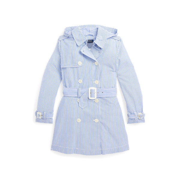 Seersucker Hooded Trench Coat