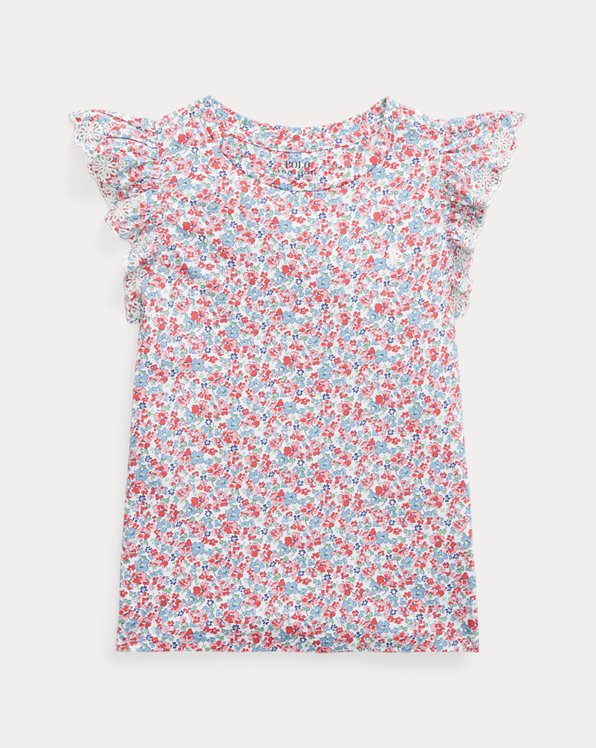 Floral Eyelet Cotton Jersey Top
