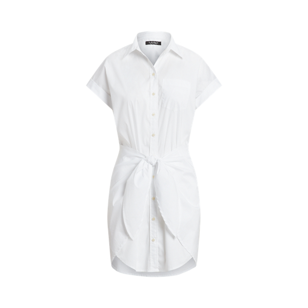 Vestido camiseiro de algodão com laço