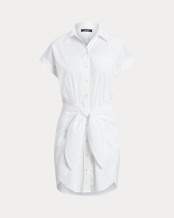Tie-Front Cotton-Blend Shirtdress