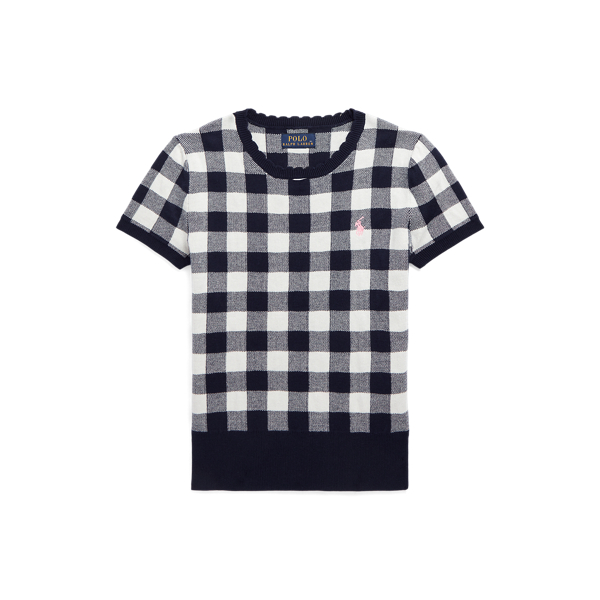 Gingham Cotton Short-Sleeve Jumper