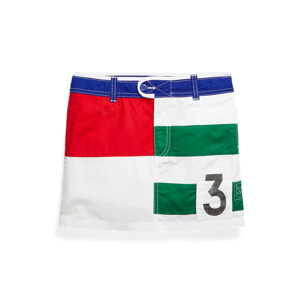 Colour-Blocked Cotton Twill Skirt