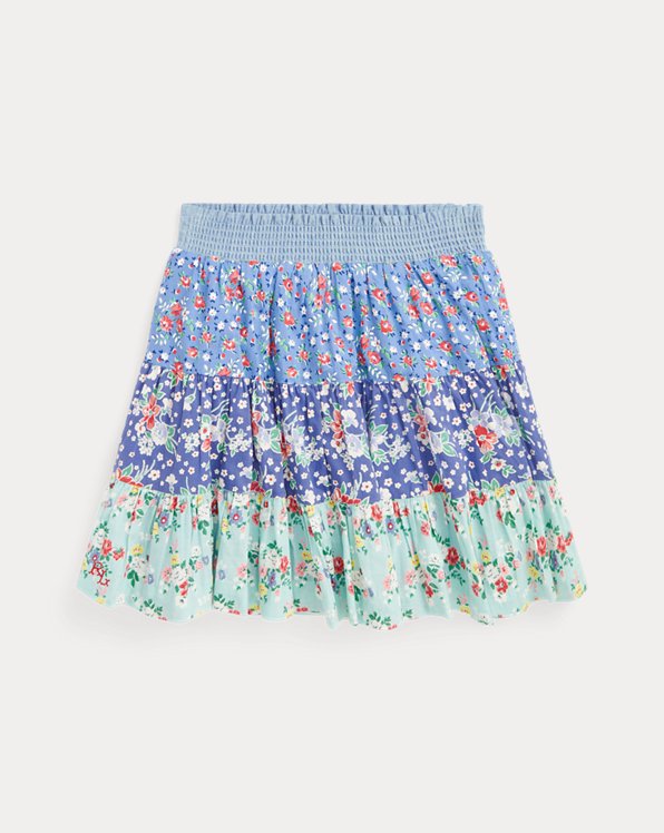Floral Tiered Cotton Skirt