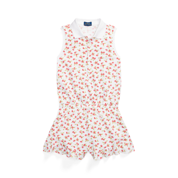 Strawberry Stretch Mesh Polo Playsuit