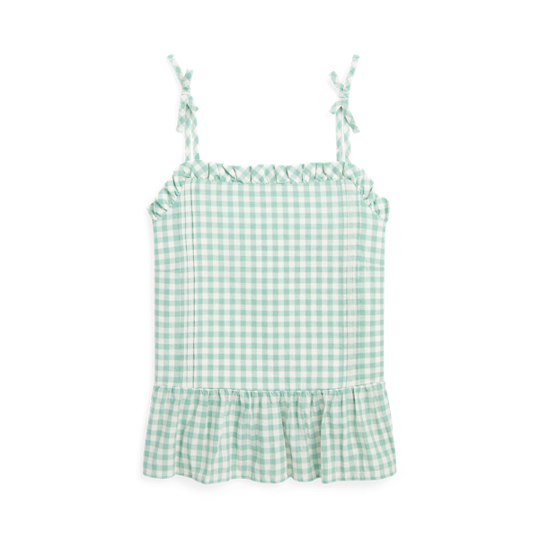 Haut vichy à basque en coton madras