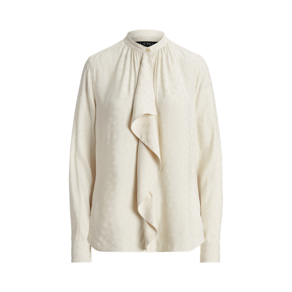 Ruffle-Trim Logo Jacquard Shirt