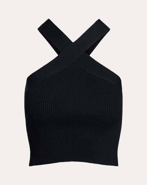 Rib-knit Cropped Halter Top