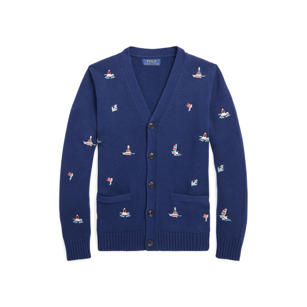 Nautical Cotton V-Neck Cardigan
